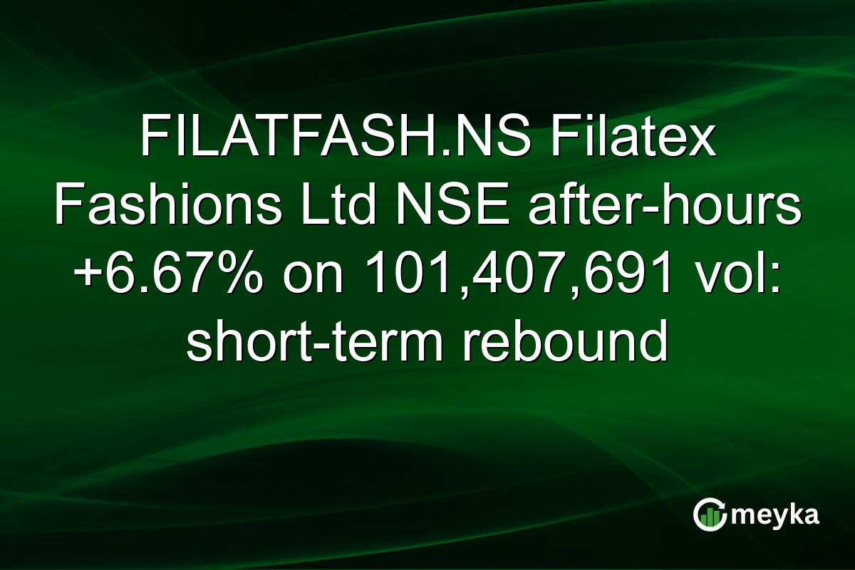 FILATFASH.NS Filatex Fashions Ltd NSE after-hours +6.67% on 101,407,691 vol: short-term rebound