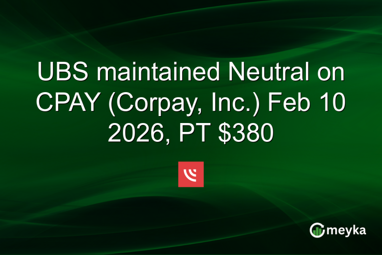 UBS maintained Neutral on CPAY (Corpay, Inc.) Feb 10 2026, PT $380
