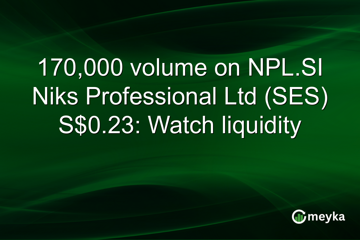 170,000 volume on NPL.SI Niks Professional Ltd (SES) S$0.23: Watch liquidity