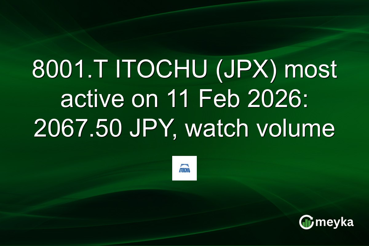 8001.T ITOCHU (JPX) most active on 11 Feb 2026: 2067.50 JPY, watch volume