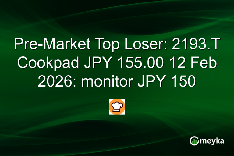 Pre-Market Top Loser: 2193.T Cookpad JPY 155.00 12 Feb 2026: monitor JPY 150