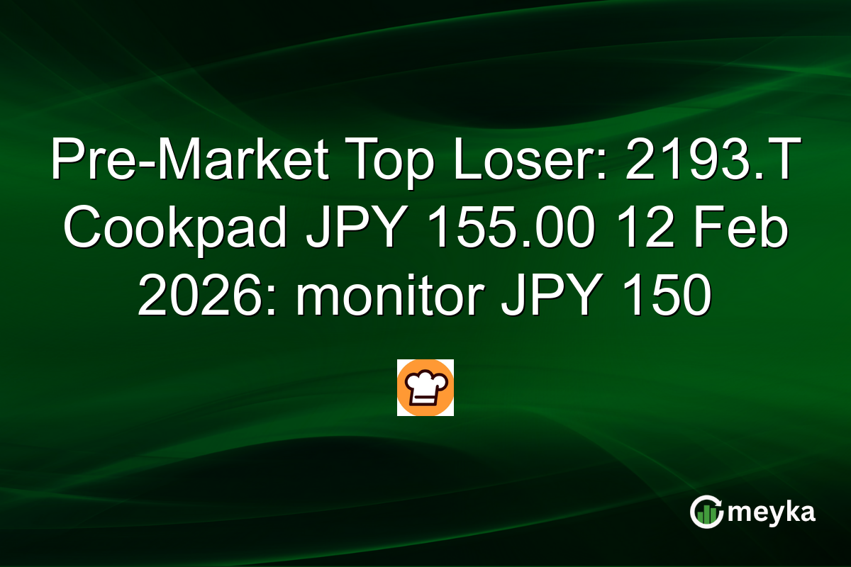 Pre-Market Top Loser: 2193.T Cookpad JPY 155.00 12 Feb 2026: monitor JPY 150