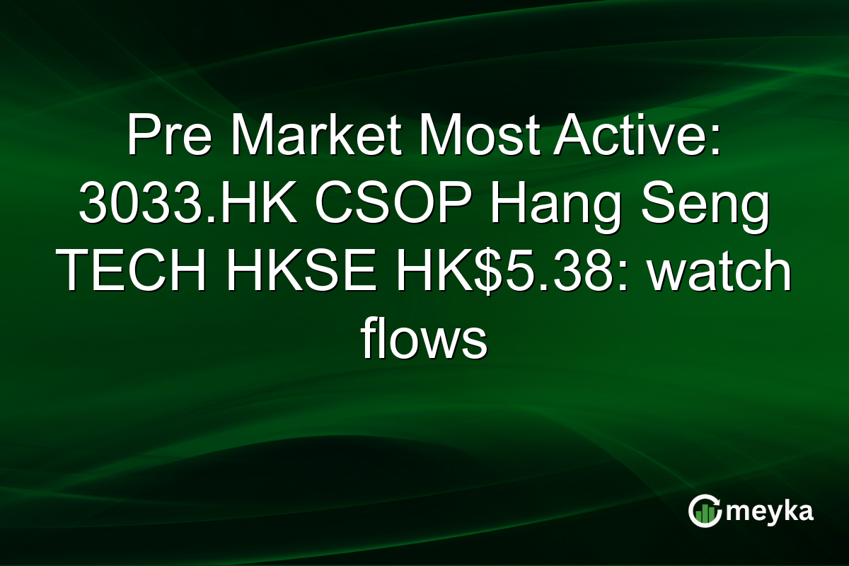 Pre Market Most Active: 3033.HK CSOP Hang Seng TECH HKSE HK$5.38: watch flows