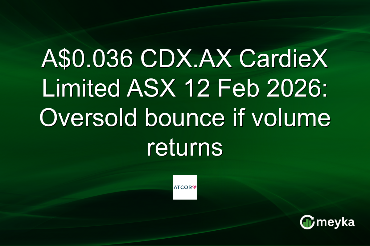 A$0.036 CDX.AX CardieX Limited ASX 12 Feb 2026: Oversold bounce if volume returns