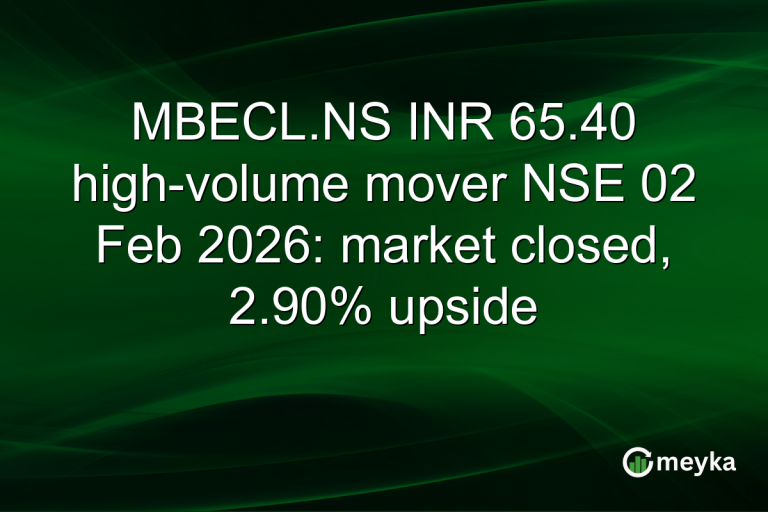 MBECL.NS INR 65.40 high-volume mover NSE 02 Feb 2026: market closed, 2.90% upside
