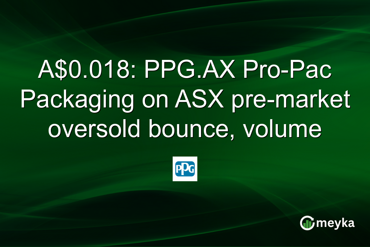 A$0.018: PPG.AX Pro-Pac Packaging on ASX pre-market oversold bounce, volume