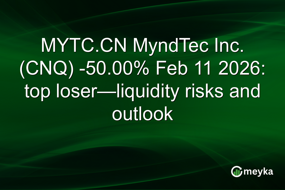 MYTC.CN MyndTec Inc. (CNQ) -50.00% Feb 11 2026: top loser—liquidity risks and outlook