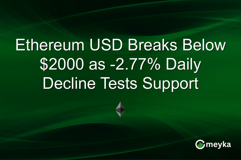 Ethereum USD Breaks Below $2000 as -2.77% Daily Decline Tests Support