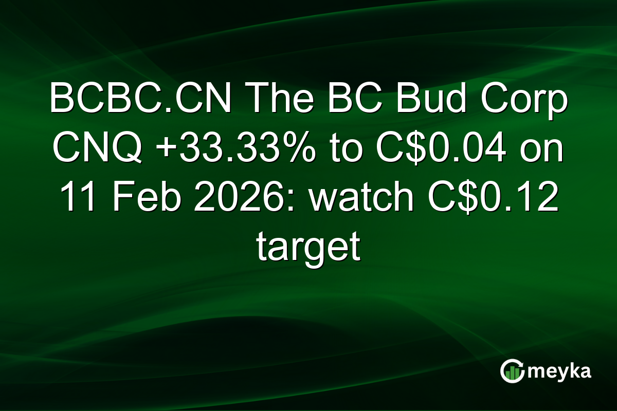 BCBC.CN The BC Bud Corp CNQ +33.33% to C$0.04 on 11 Feb 2026: watch C$0.12 target