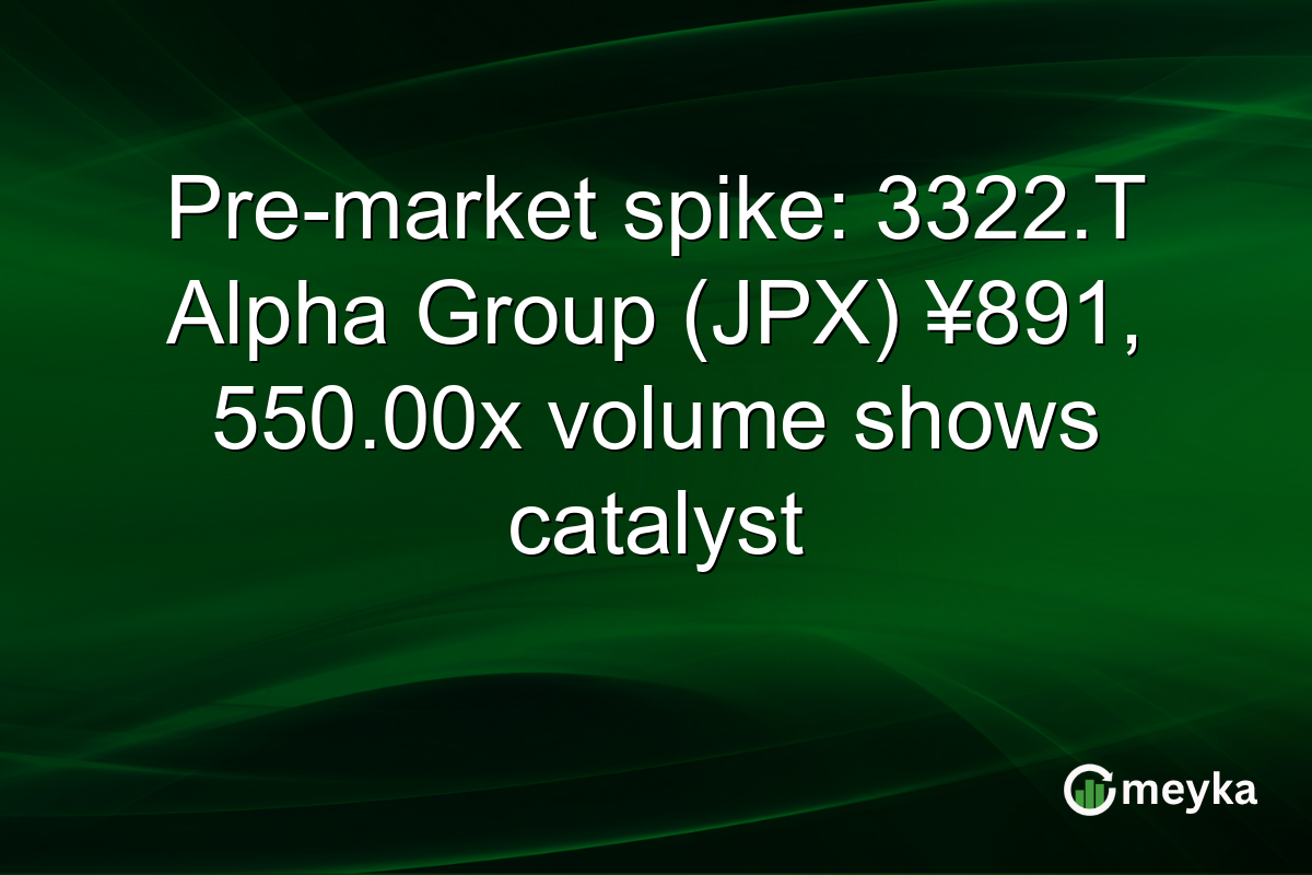 Pre-market spike: 3322.T Alpha Group (JPX) ¥891, 550.00x volume shows catalyst