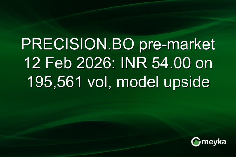 PRECISION.BO pre-market 12 Feb 2026: INR 54.00 on 195,561 vol, model upside