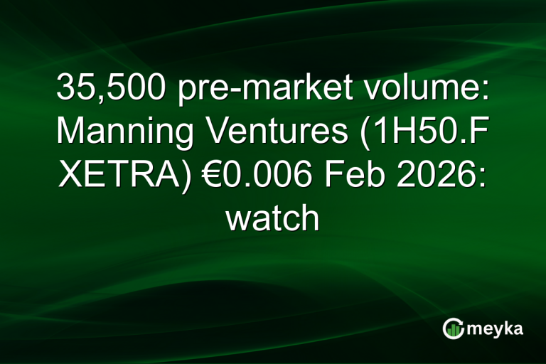 35,500 pre-market volume: Manning Ventures (1H50.F XETRA) €0.006 Feb 2026: watch