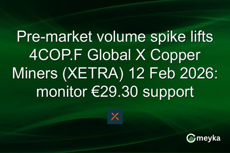 Pre-market volume spike lifts 4COP.F Global X Copper Miners (XETRA) 12 Feb 2026: monitor €29.30 support