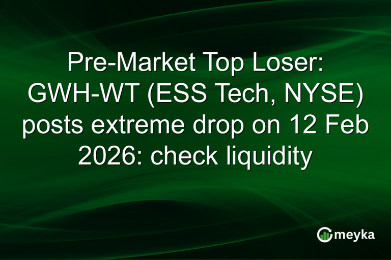 Pre-Market Top Loser: GWH-WT (ESS Tech, NYSE) posts extreme drop on 12 Feb 2026: check liquidity