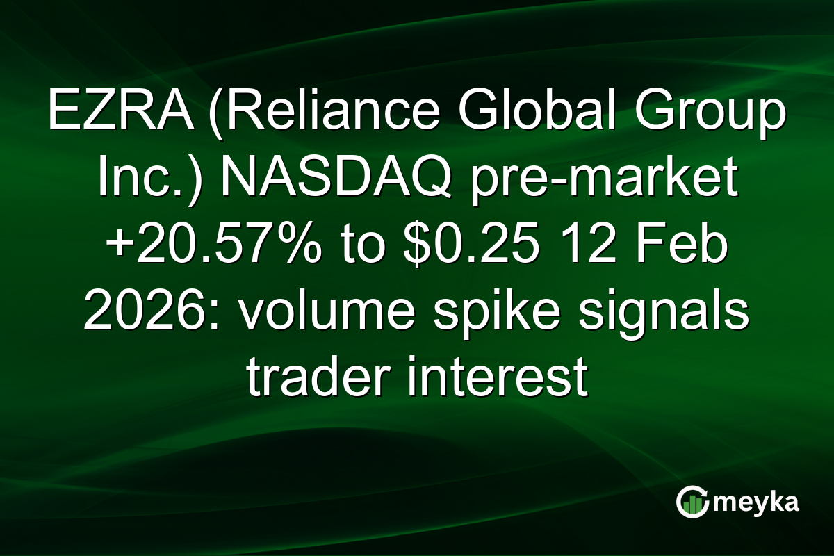 EZRA (Reliance Global Group Inc.) NASDAQ pre-market +20.57% to $0.25 12 Feb 2026: volume spike signals trader interest