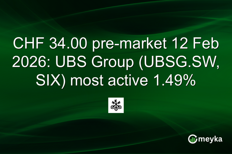 CHF 34.00 pre-market 12 Feb 2026: UBS Group (UBSG.SW, SIX) most active 1.49%