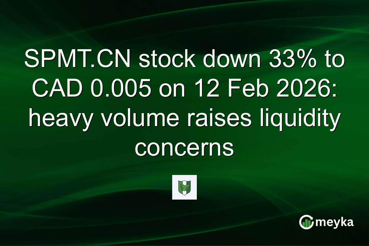 SPMT.CN stock down 33% to CAD 0.005 on 12 Feb 2026: heavy volume raises liquidity concerns