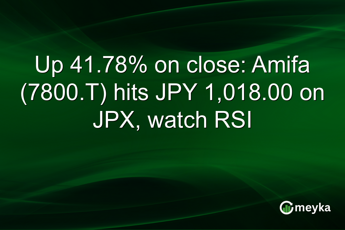 Up 41.78% on close: Amifa (7800.T) hits JPY 1,018.00 on JPX, watch RSI