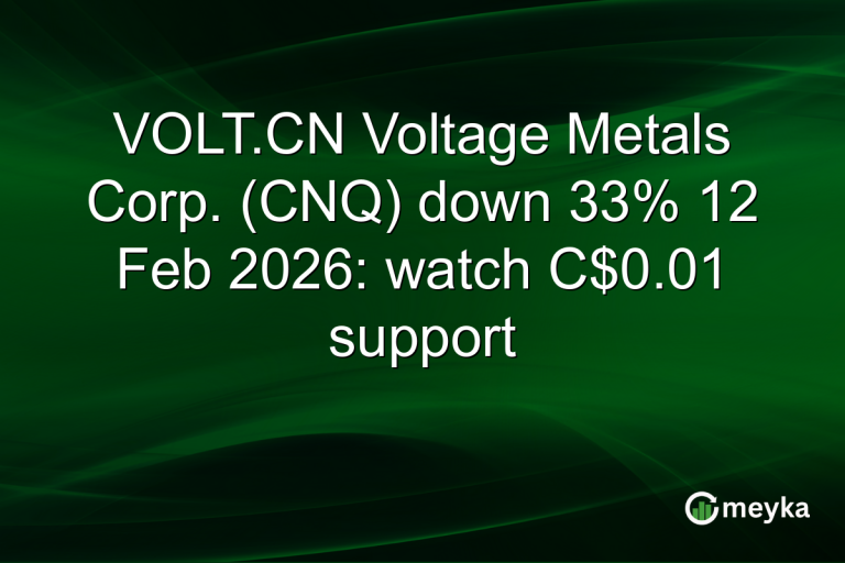 VOLT.CN Voltage Metals Corp. (CNQ) down 33% 12 Feb 2026: watch C$0.01 support
