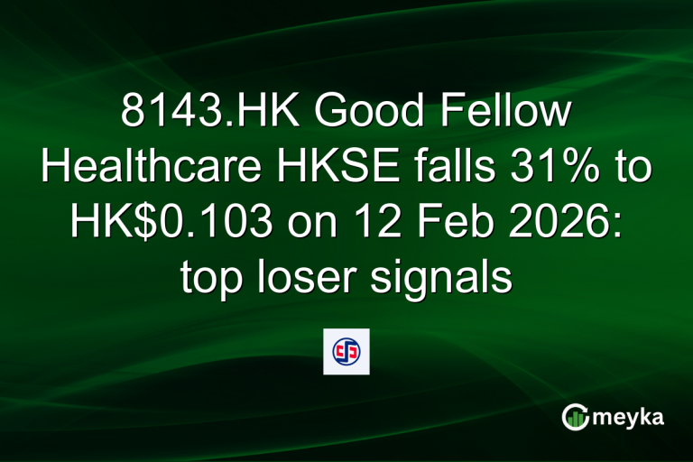 8143.HK Good Fellow Healthcare HKSE falls 31% to HK$0.103 on 12 Feb 2026: top loser signals