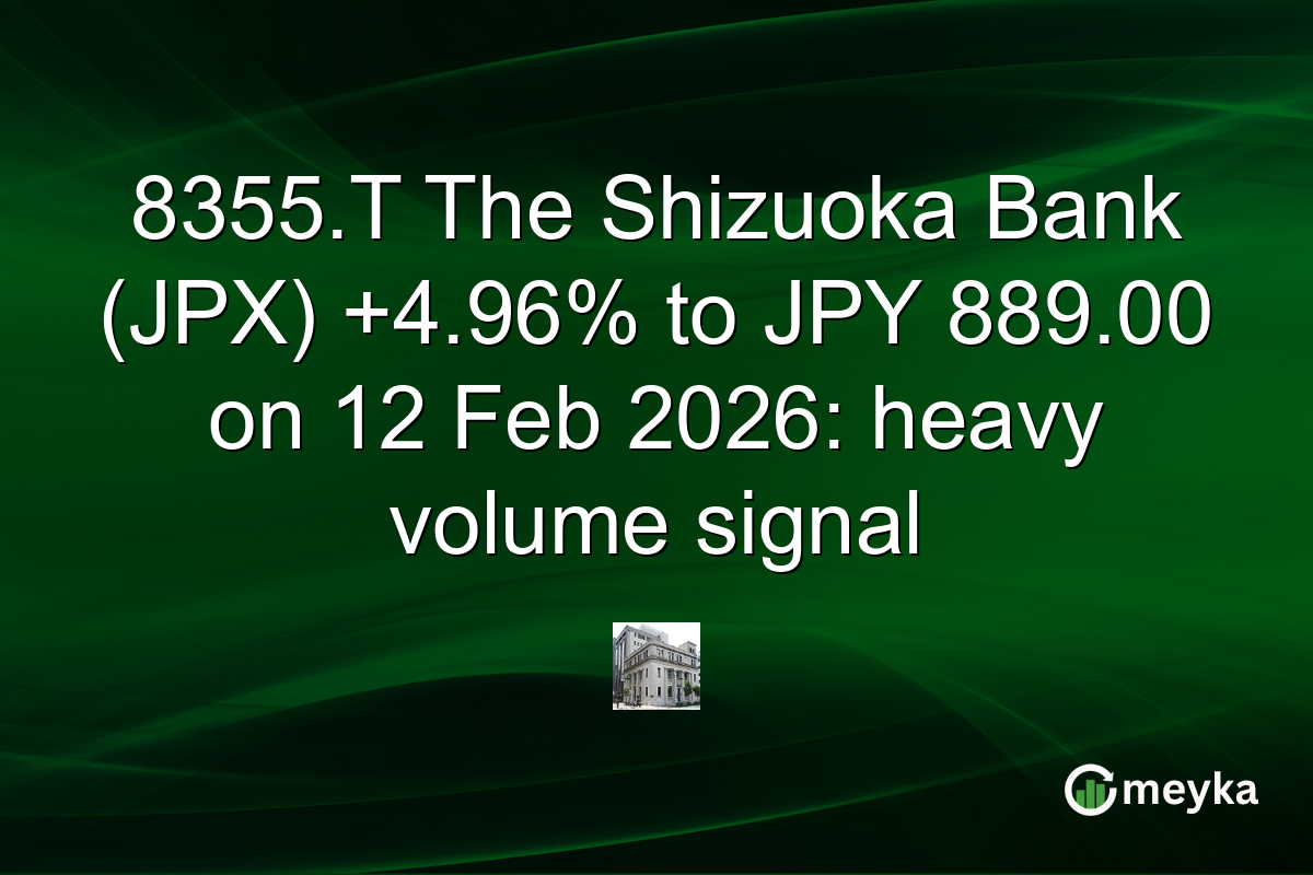 8355.T The Shizuoka Bank (JPX) +4.96% to JPY 889.00 on 12 Feb 2026: heavy volume signal