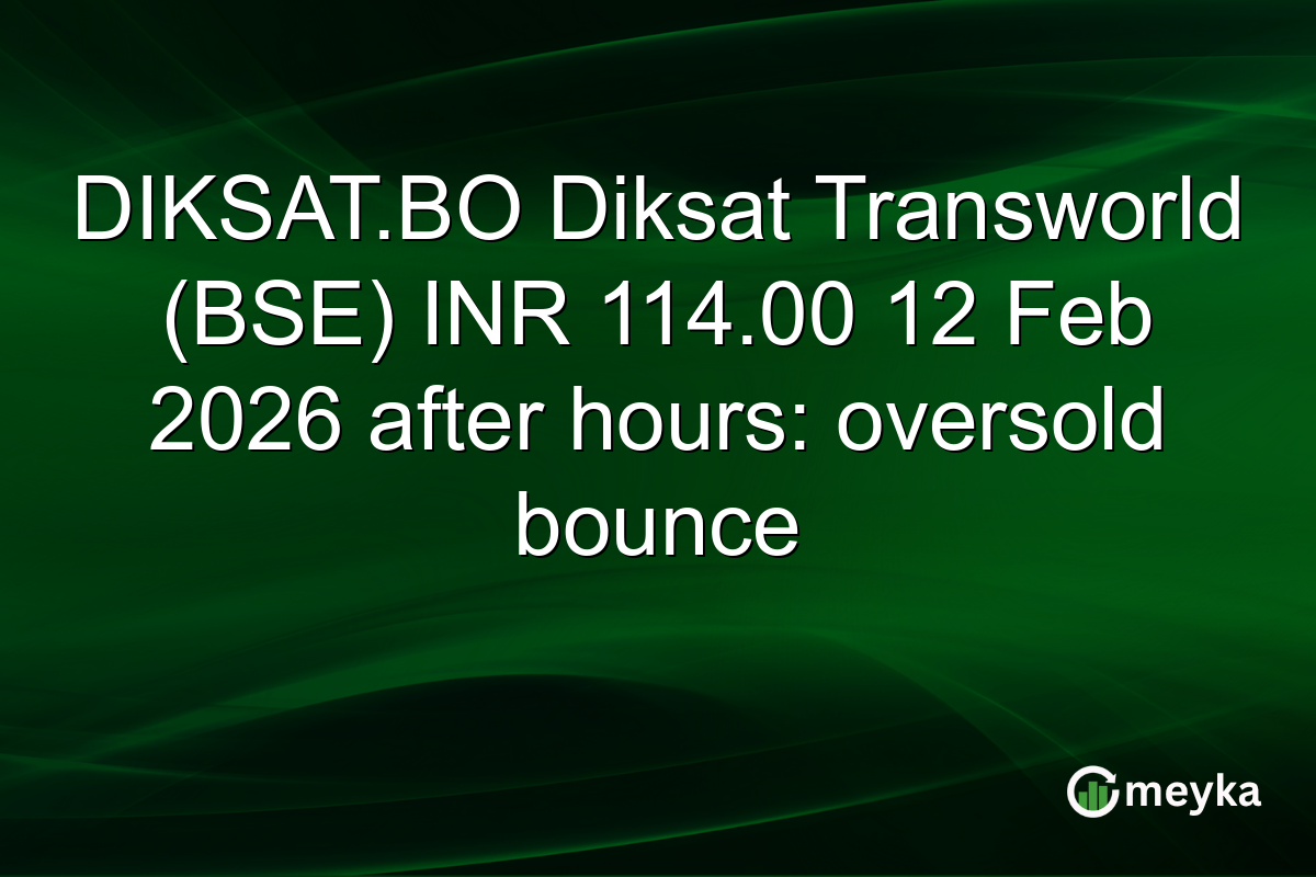 DIKSAT.BO Diksat Transworld (BSE) INR 114.00 12 Feb 2026 after hours: oversold bounce