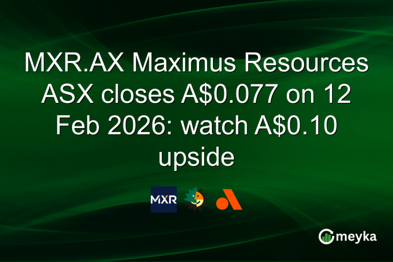 MXR.AX Maximus Resources ASX closes A$0.077 on 12 Feb 2026: watch A$0.10 upside