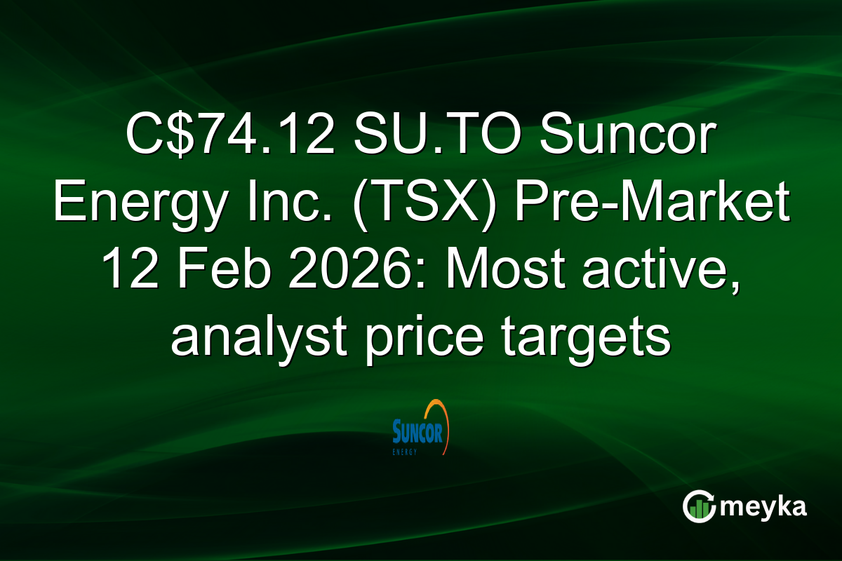 C$74.12 SU.TO Suncor Energy Inc. (TSX) Pre-Market 12 Feb 2026: Most active, analyst price targets