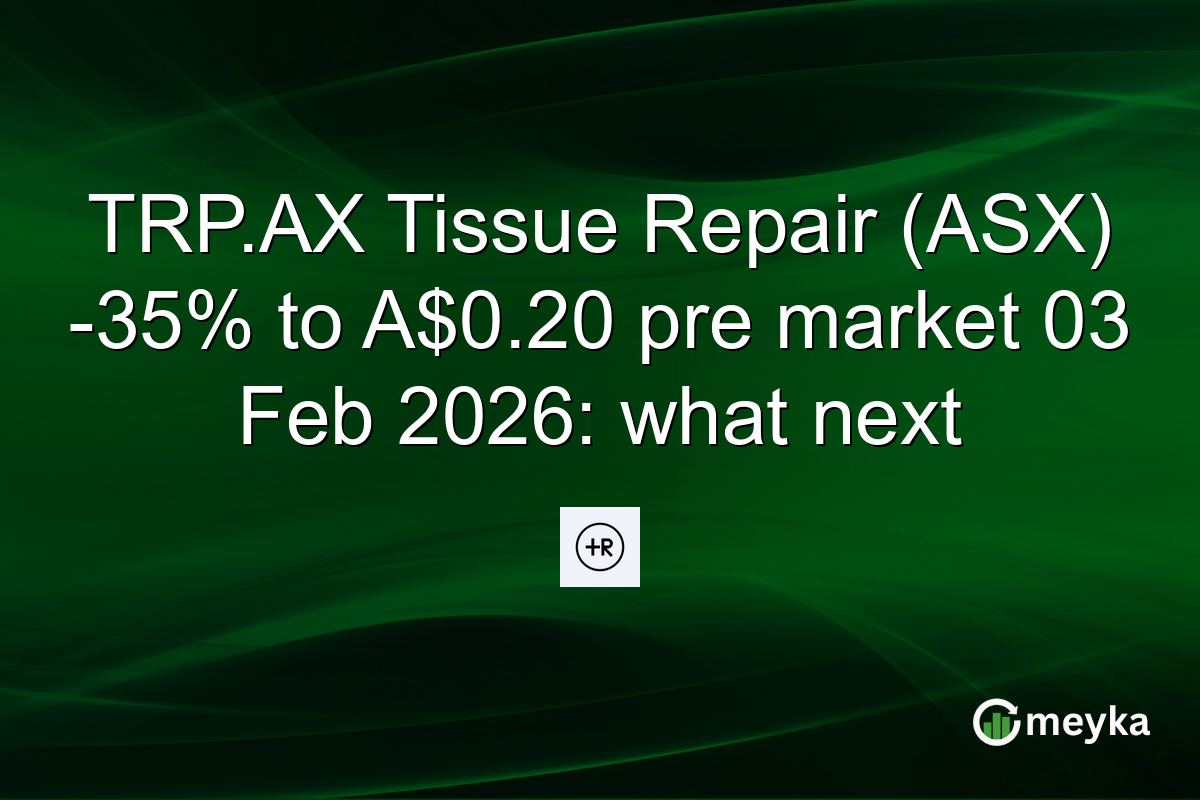TRP.AX Tissue Repair (ASX) -35% to A$0.20 pre market 03 Feb 2026: what next