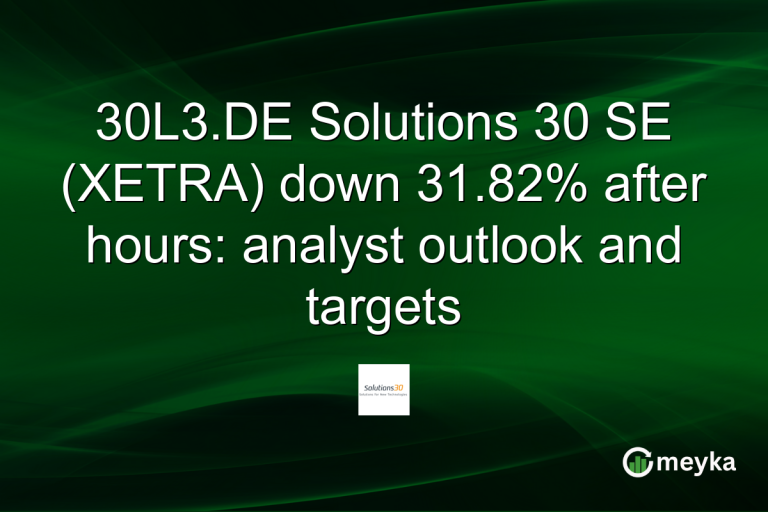 30L3.DE Solutions 30 SE (XETRA) down 31.82% after hours: analyst outlook and targets