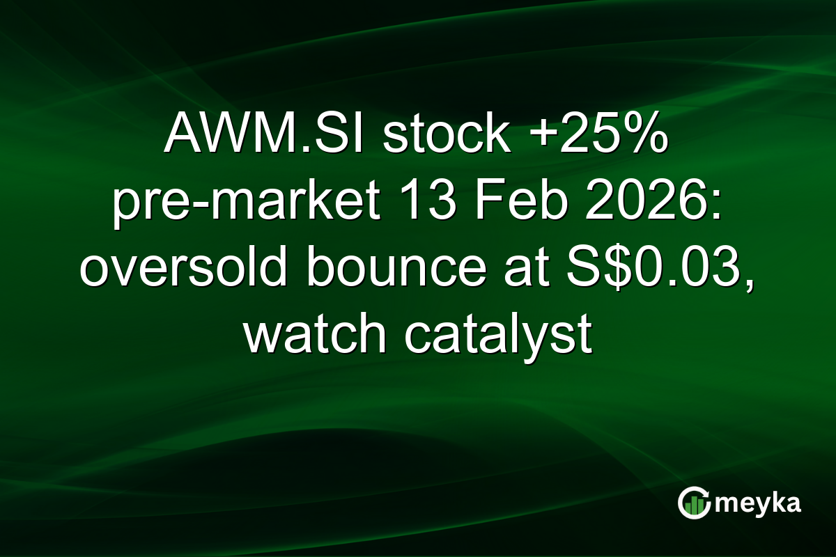 AWM.SI stock +25% pre-market 13 Feb 2026: oversold bounce at S$0.03, watch catalyst