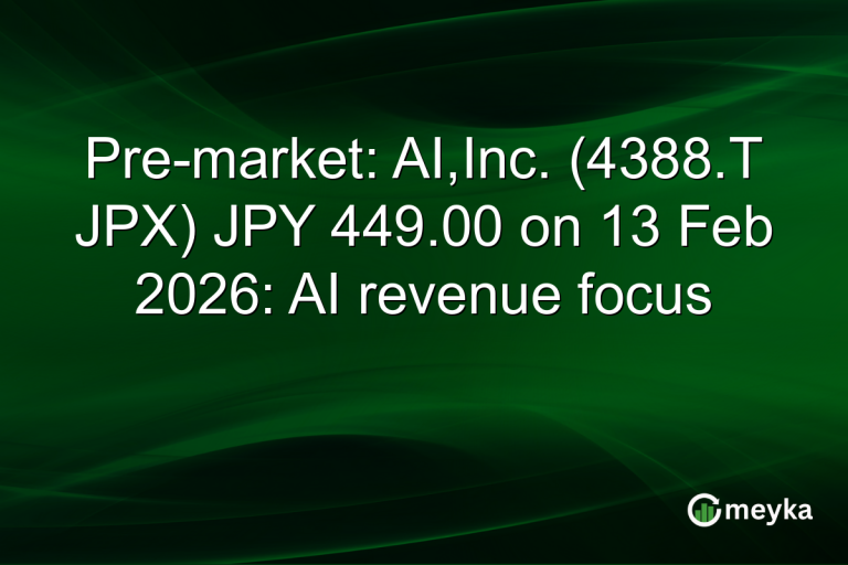 Pre-market: AI,Inc. (4388.T JPX) JPY 449.00 on 13 Feb 2026: AI revenue focus