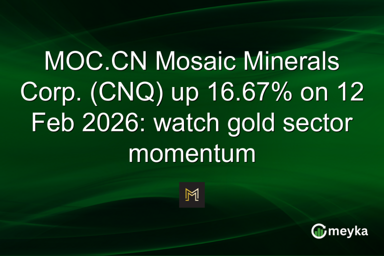 MOC.CN Mosaic Minerals Corp. (CNQ) up 16.67% on 12 Feb 2026: watch gold sector momentum