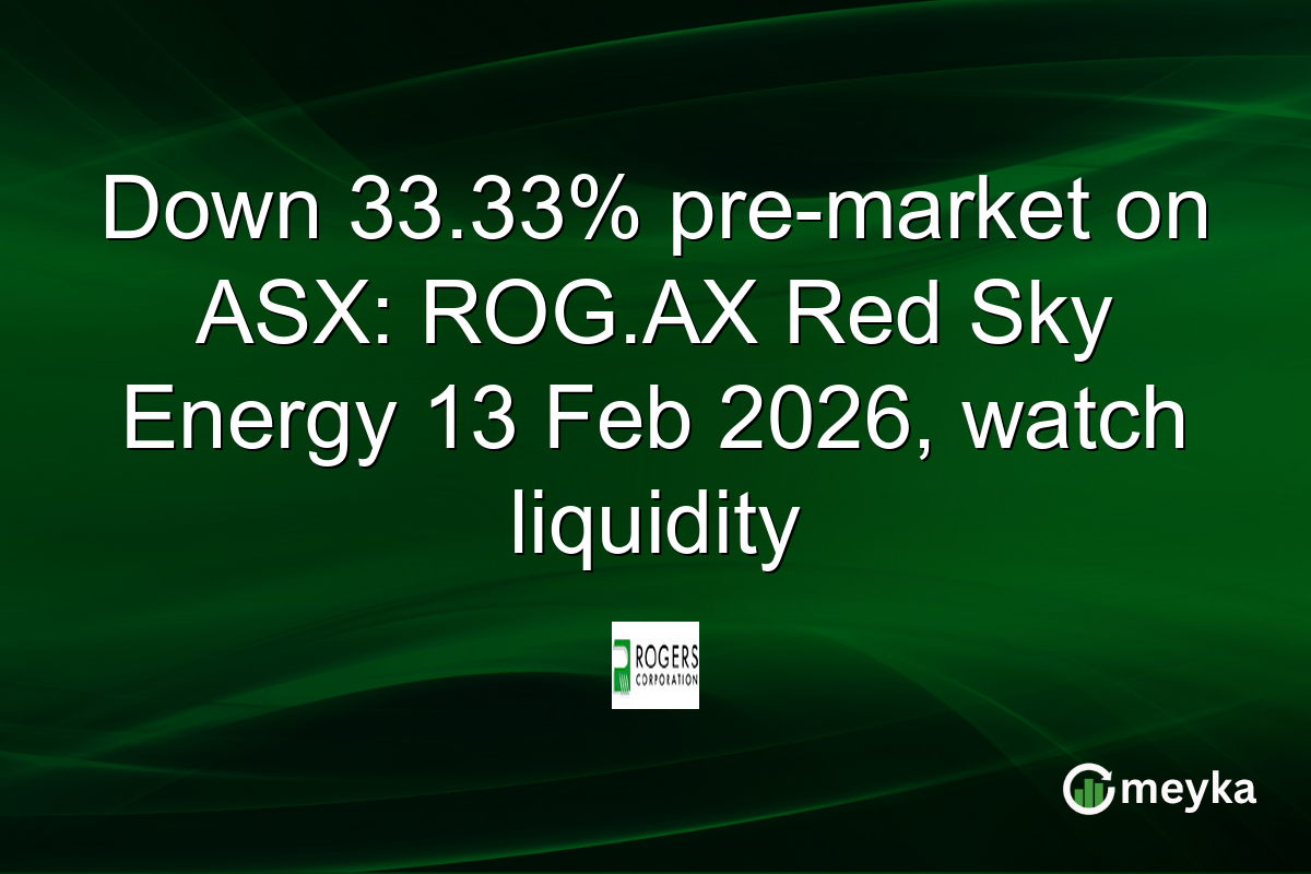 Down 33.33% pre-market on ASX: ROG.AX Red Sky Energy 13 Feb 2026, watch liquidity