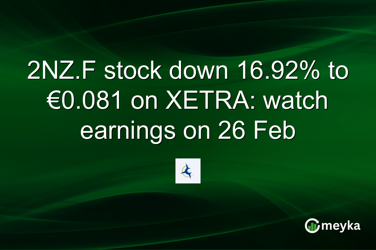 2NZ.F stock down 16.92% to €0.081 on XETRA: watch earnings on 26 Feb