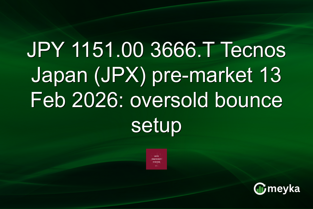 JPY 1151.00 3666.T Tecnos Japan (JPX) pre-market 13 Feb 2026: oversold bounce setup
