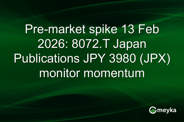 Pre-market spike 13 Feb 2026: 8072.T Japan Publications JPY 3980 (JPX) monitor momentum