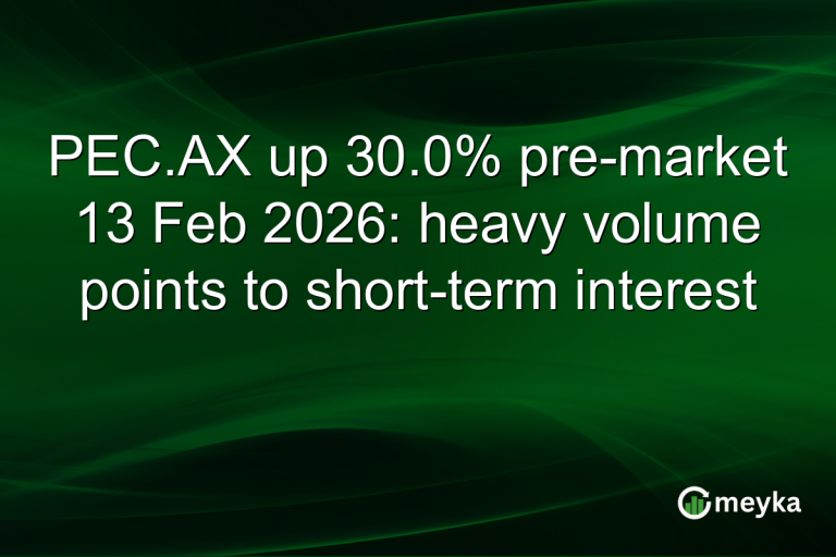 PEC.AX up 30.0% pre-market 13 Feb 2026: heavy volume points to short-term interest