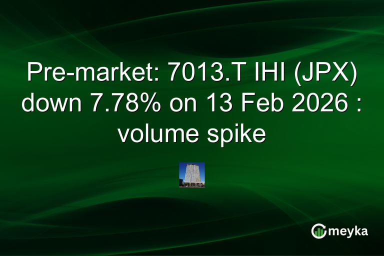 Pre-market: 7013.T IHI (JPX) down 7.78% on 13 Feb 2026 : volume spike