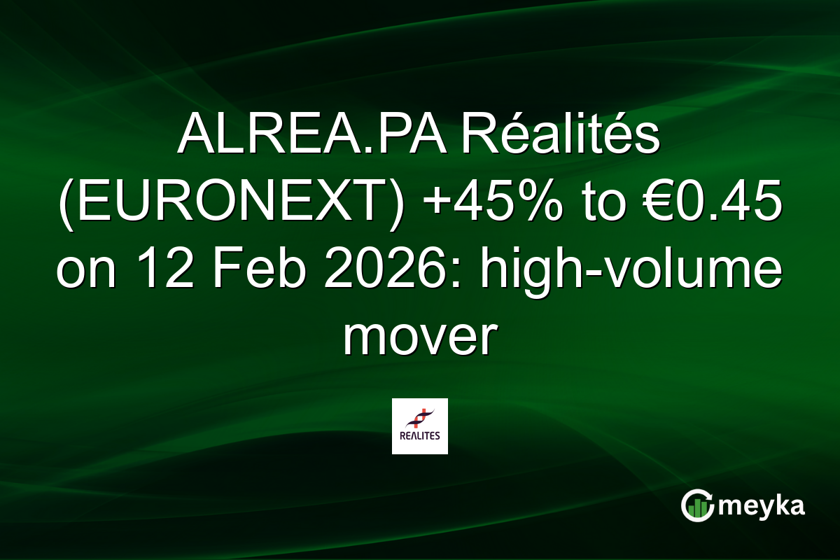 ALREA.PA Réalités (EURONEXT) +45% to €0.45 on 12 Feb 2026: high-volume mover