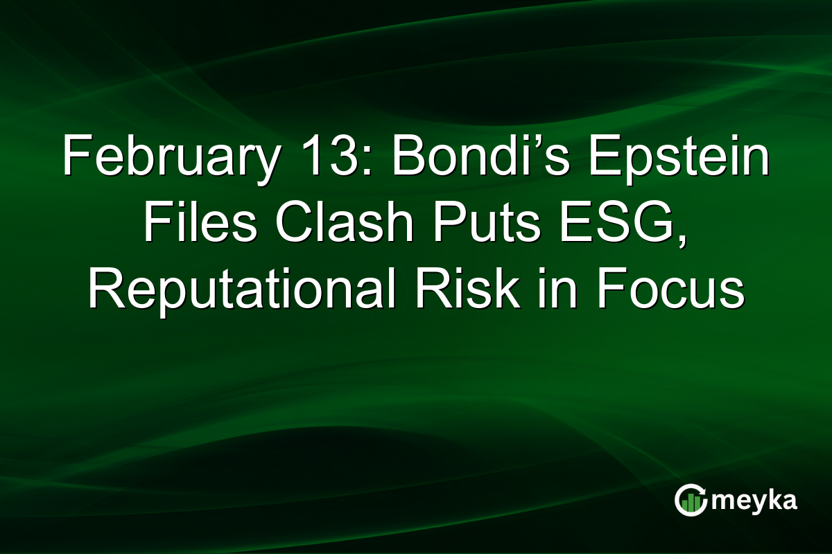 February 13: Bondi’s Epstein Files Clash Puts ESG, Reputational Risk in Focus
