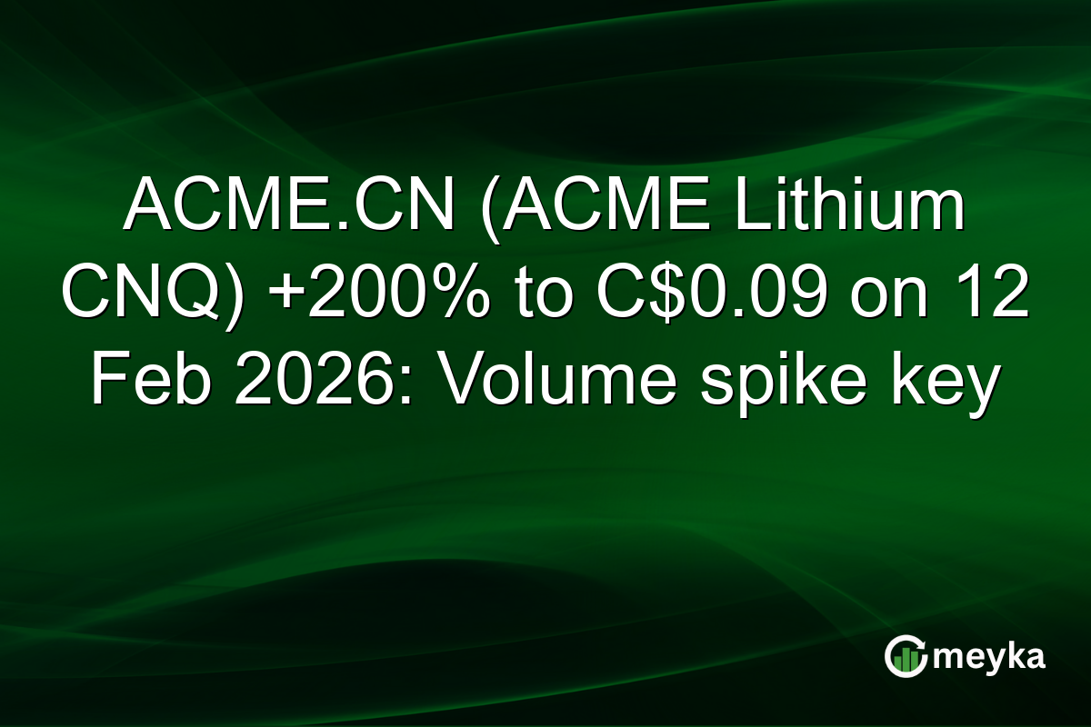 ACME.CN (ACME Lithium CNQ) +200% to C$0.09 on 12 Feb 2026: Volume spike key