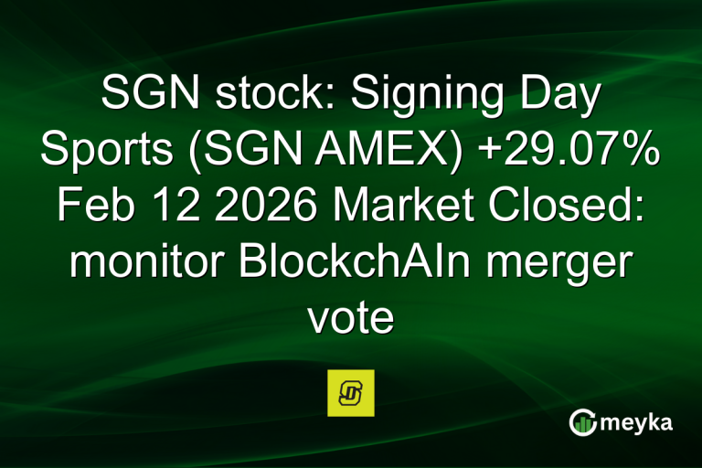 SGN stock: Signing Day Sports (SGN AMEX) +29.07% Feb 12 2026 Market Closed: monitor BlockchAIn merger vote
