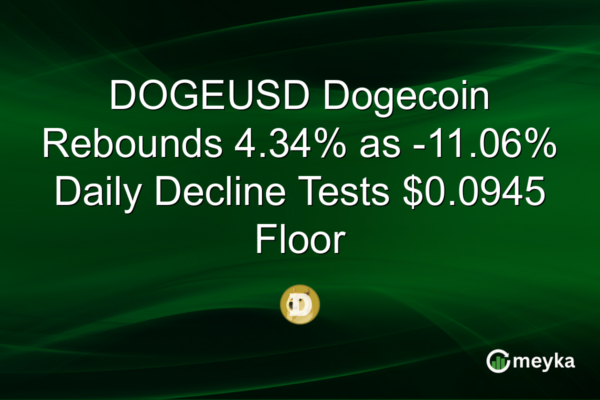 DOGEUSD Dogecoin Rebounds 4.34% as -11.06% Daily Decline Tests $0.0945 Floor