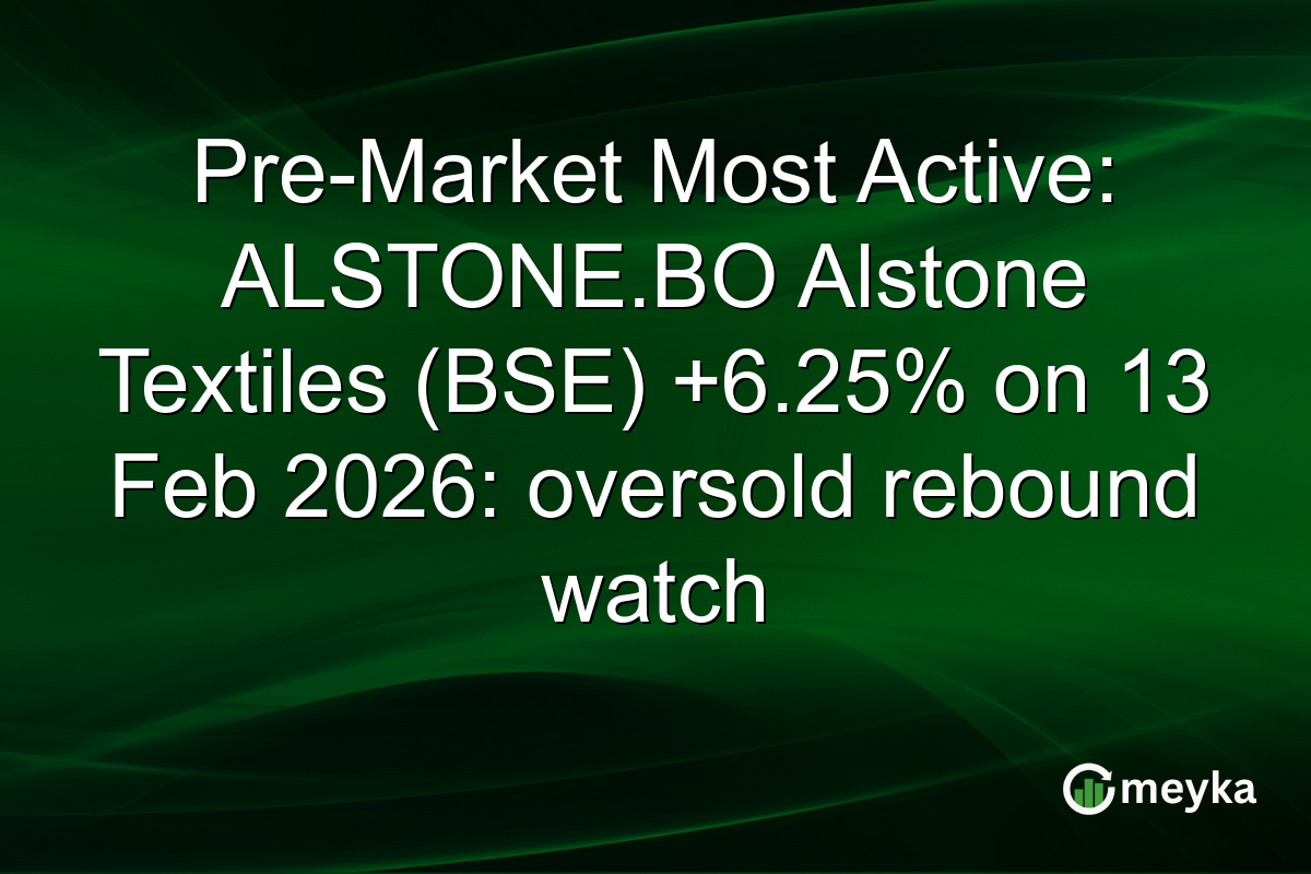 Pre-Market Most Active: ALSTONE.BO Alstone Textiles (BSE) +6.25% on 13 Feb 2026: oversold rebound watch