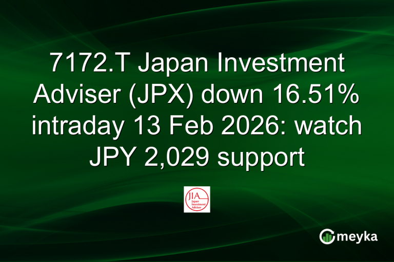 7172.T Japan Investment Adviser (JPX) down 16.51% intraday 13 Feb 2026: watch JPY 2,029 support