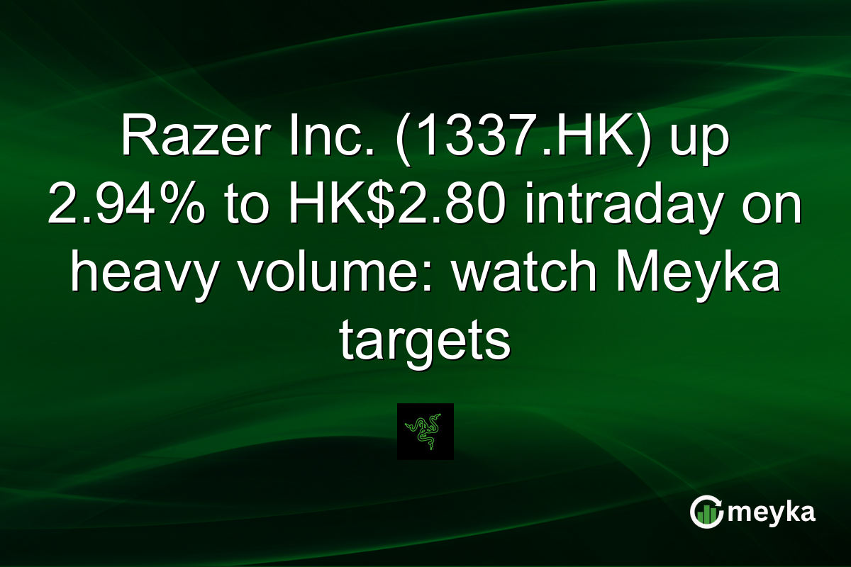 Razer Inc. (1337.HK) up 2.94% to HK$2.80 intraday on heavy volume: watch Meyka targets