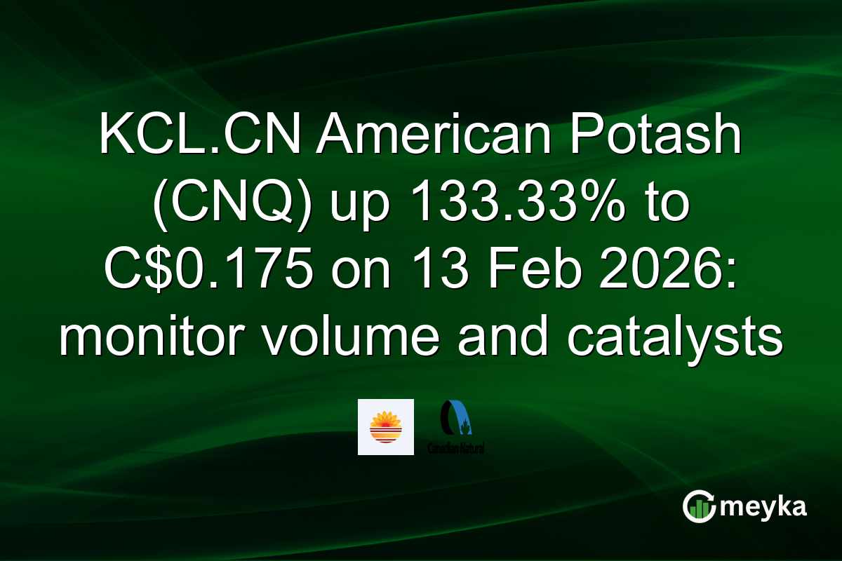 KCL.CN American Potash (CNQ) up 133.33% to C$0.175 on 13 Feb 2026: monitor volume and catalysts