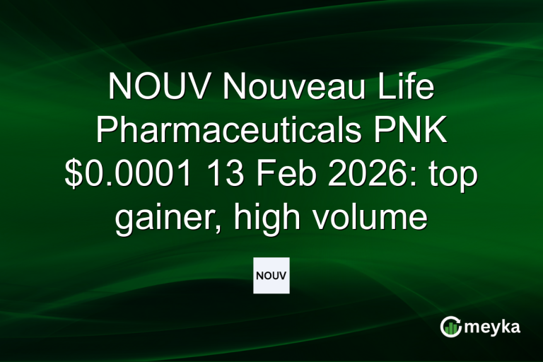 NOUV Nouveau Life Pharmaceuticals PNK $0.0001 13 Feb 2026: top gainer, high volume