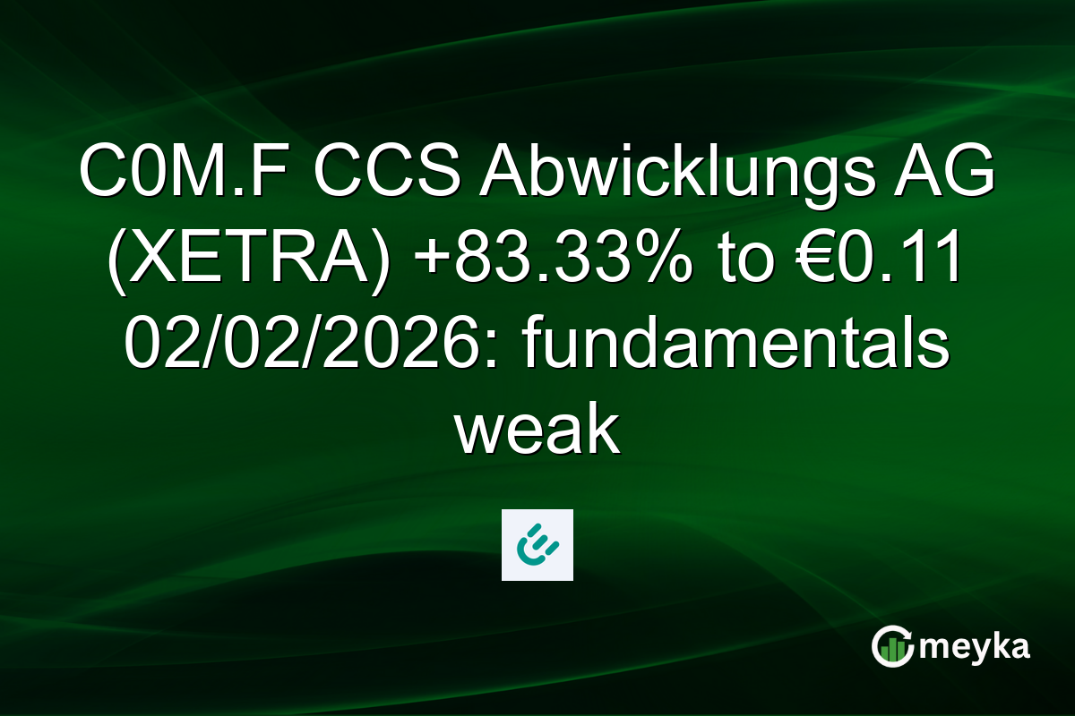 C0M.F CCS Abwicklungs AG (XETRA) +83.33% to €0.11 02/02/2026: fundamentals weak